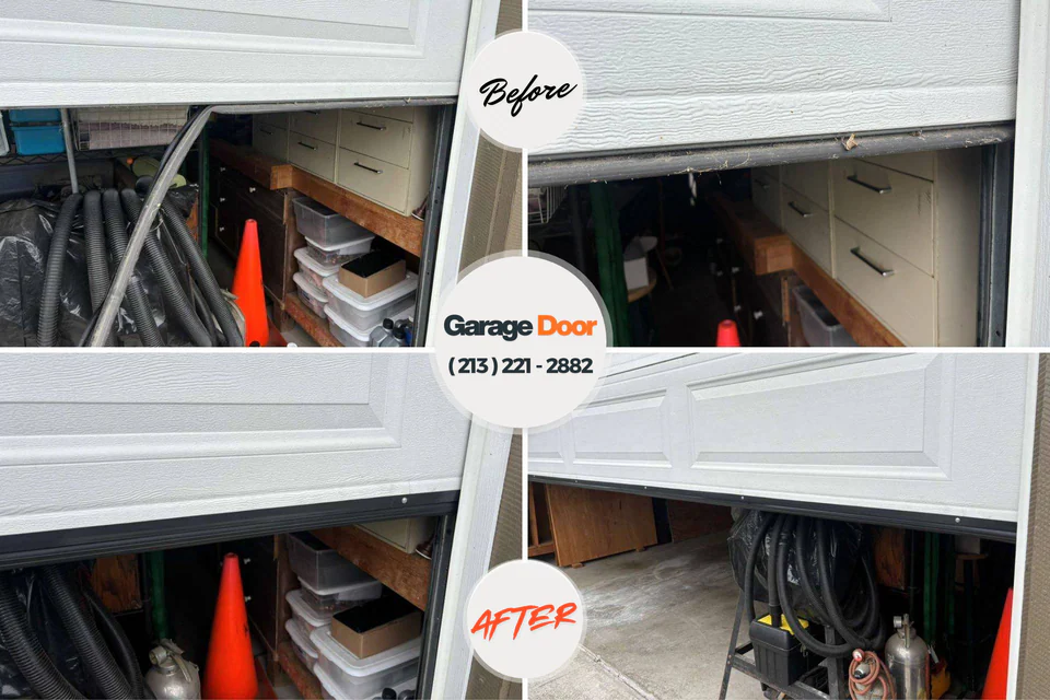 Before and after: garage door repair Elm Creek, NE